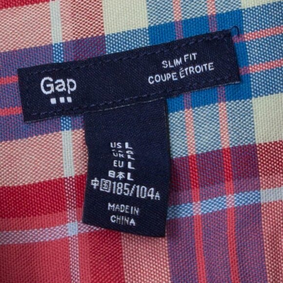 Gap Slim Fit Plaid Short Sleeve Button Front Shirt Mens Large - Picture 3 of 6